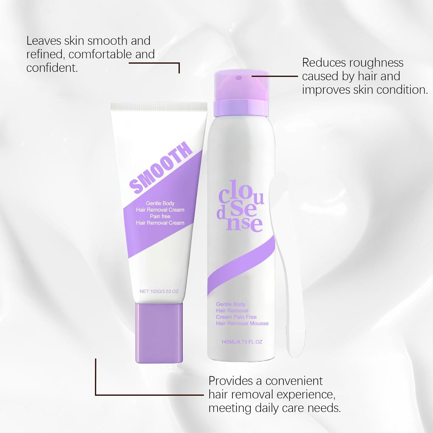 Gentle Peach Body Hair Removal Cream Kit for Sensitive Skin
