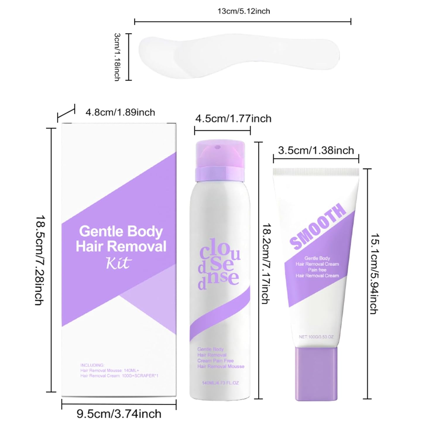 Gentle Peach Body Hair Removal Cream Kit for Sensitive Skin