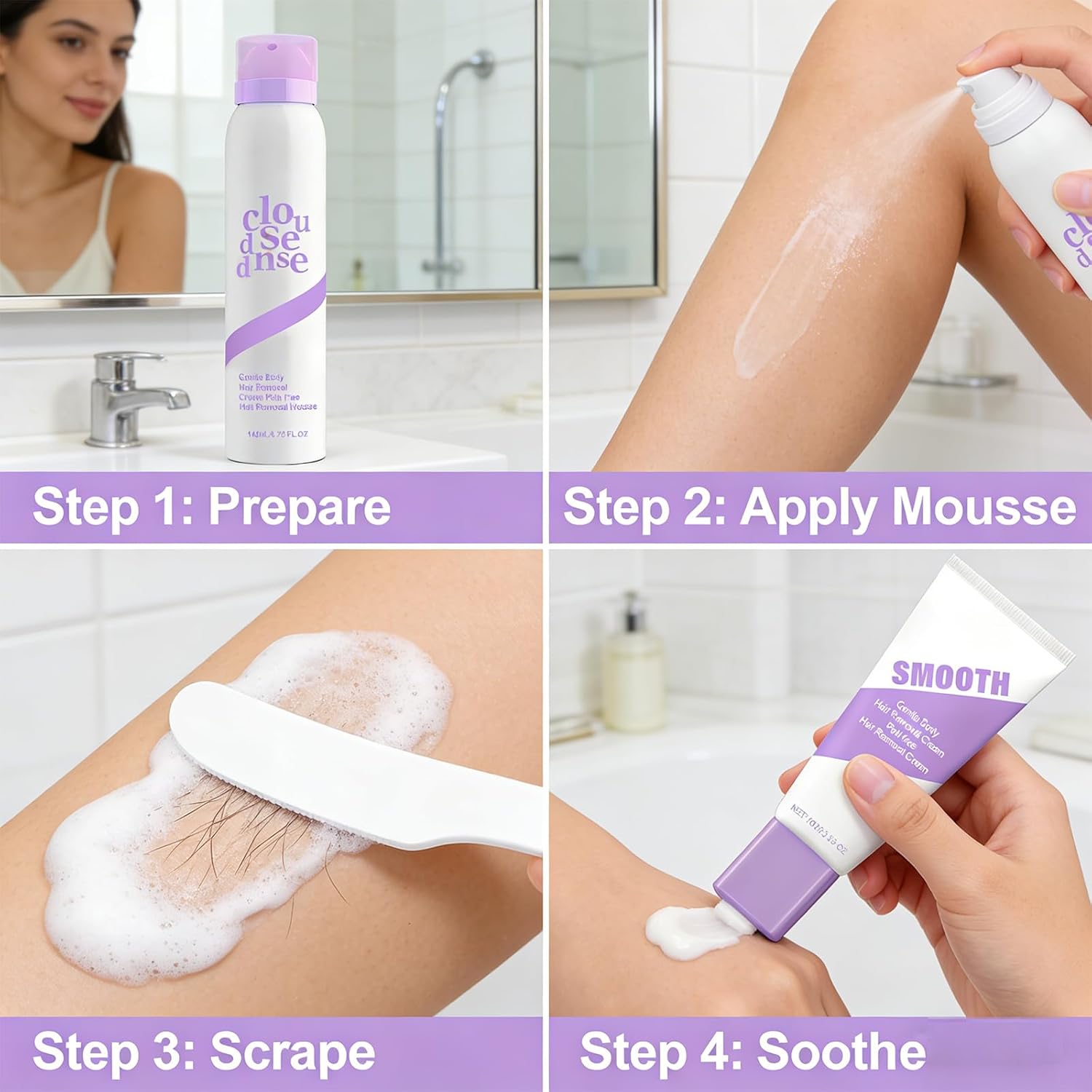 Gentle Peach Body Hair Removal Cream Kit for Sensitive Skin