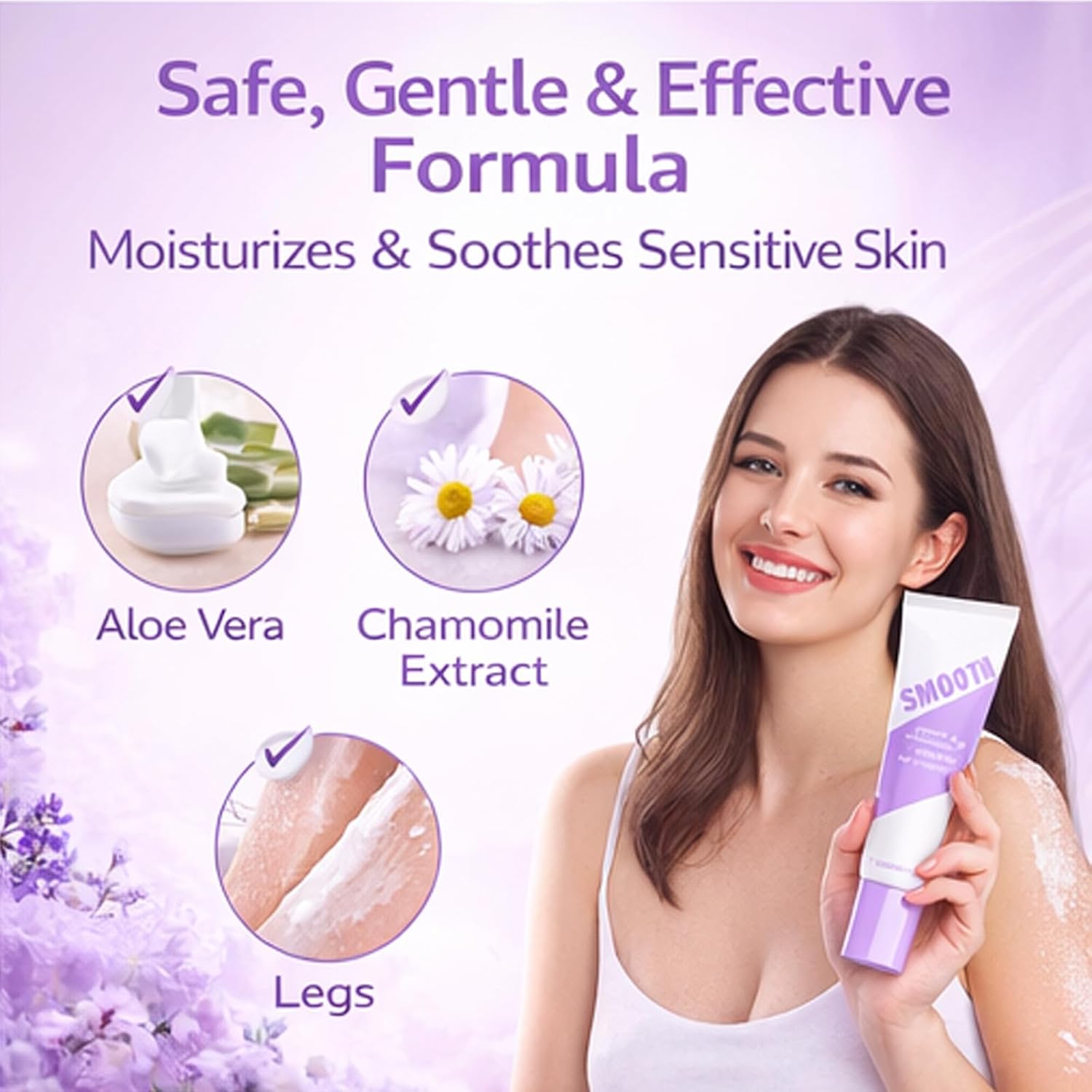 Gentle Peach Body Hair Removal Cream Kit for Sensitive Skin