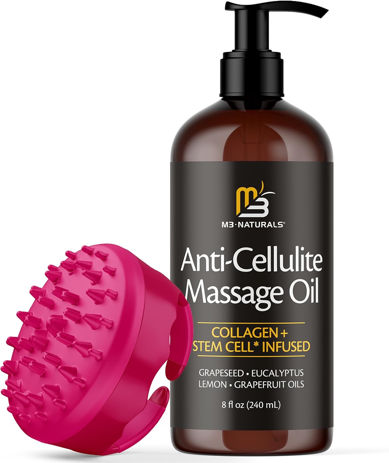 Anti-Cellulite Massage Oil with Silicone Body Brush