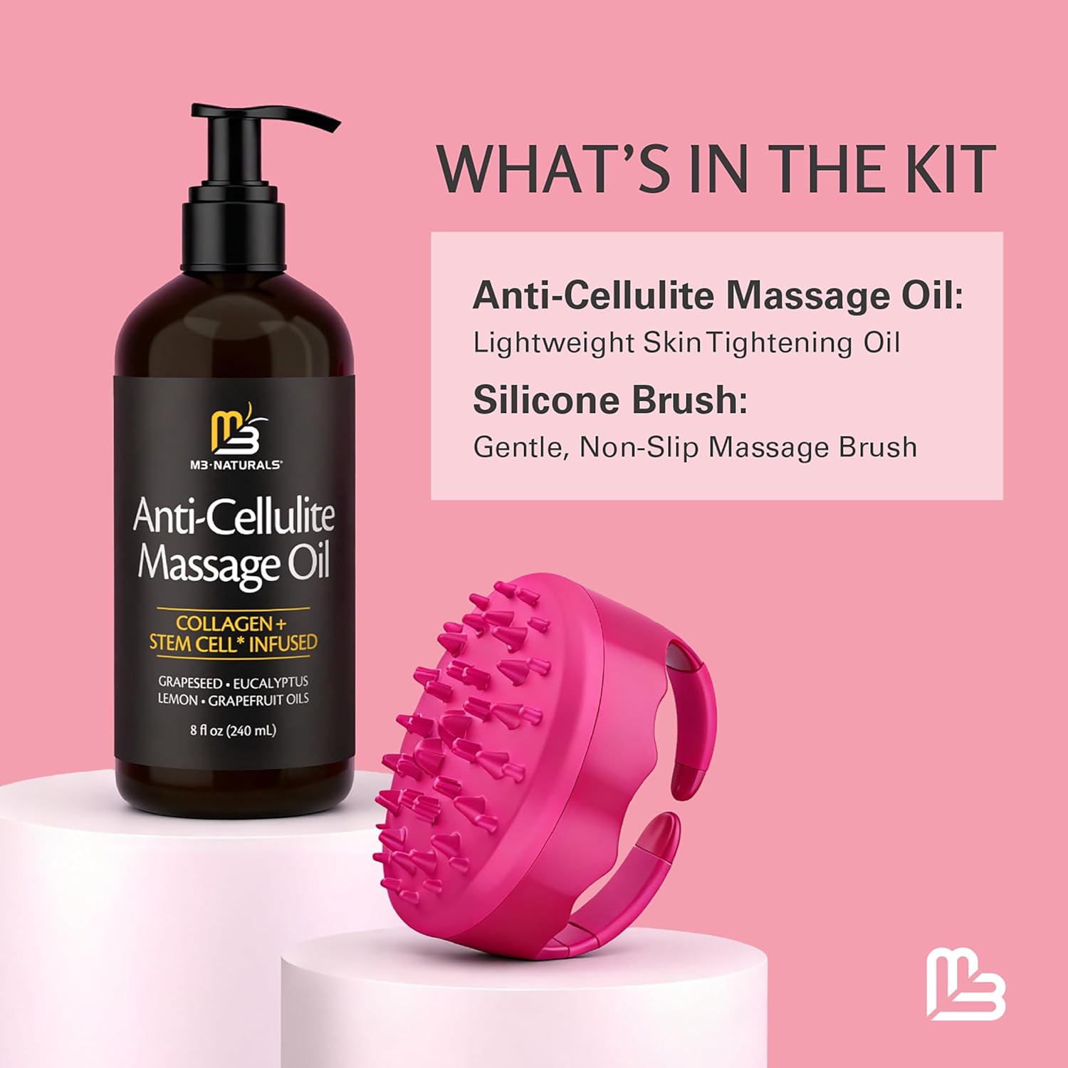 Anti-Cellulite Massage Oil with Silicone Body Brush