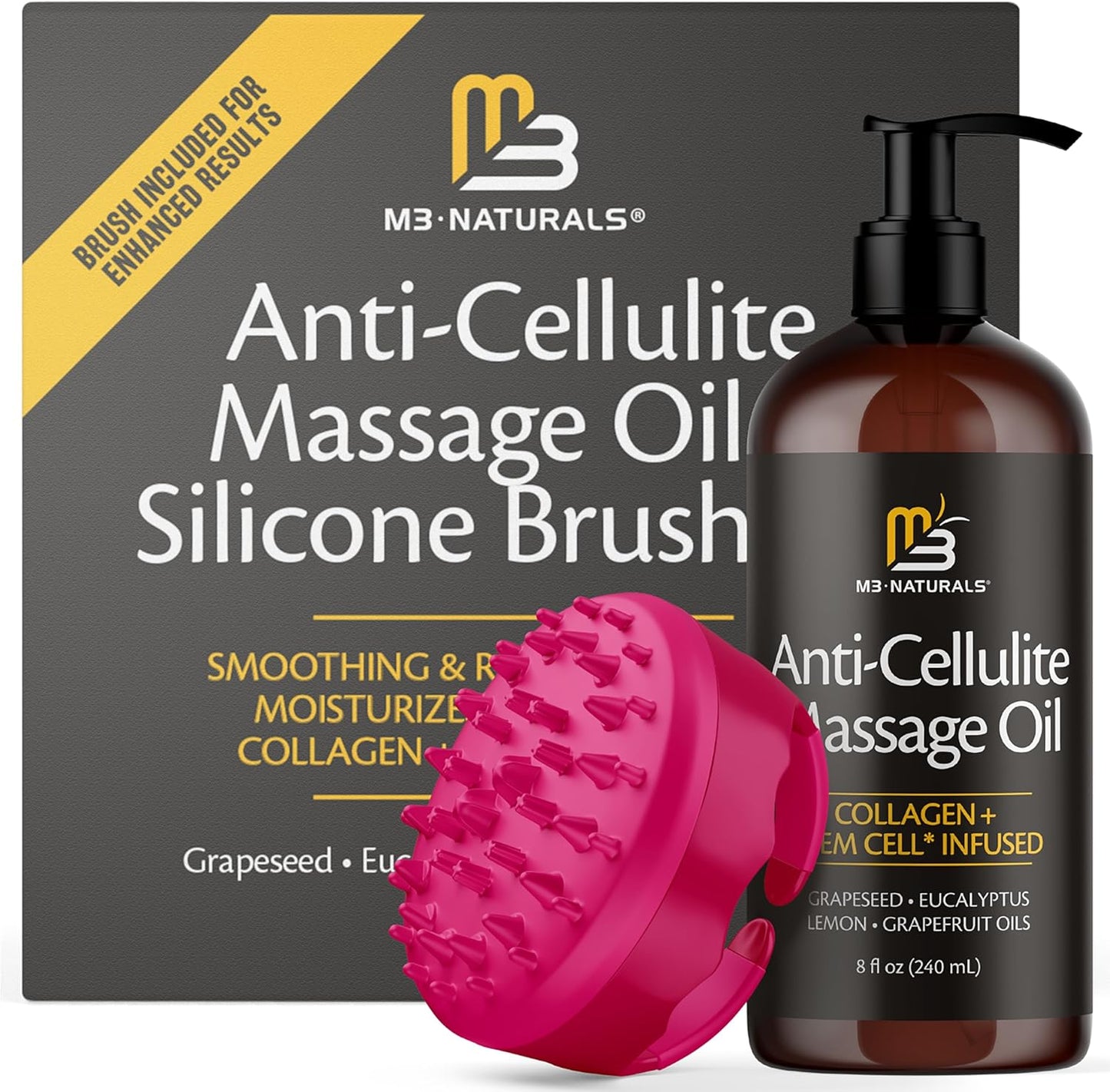 Anti-Cellulite Massage Oil with Silicone Body Brush